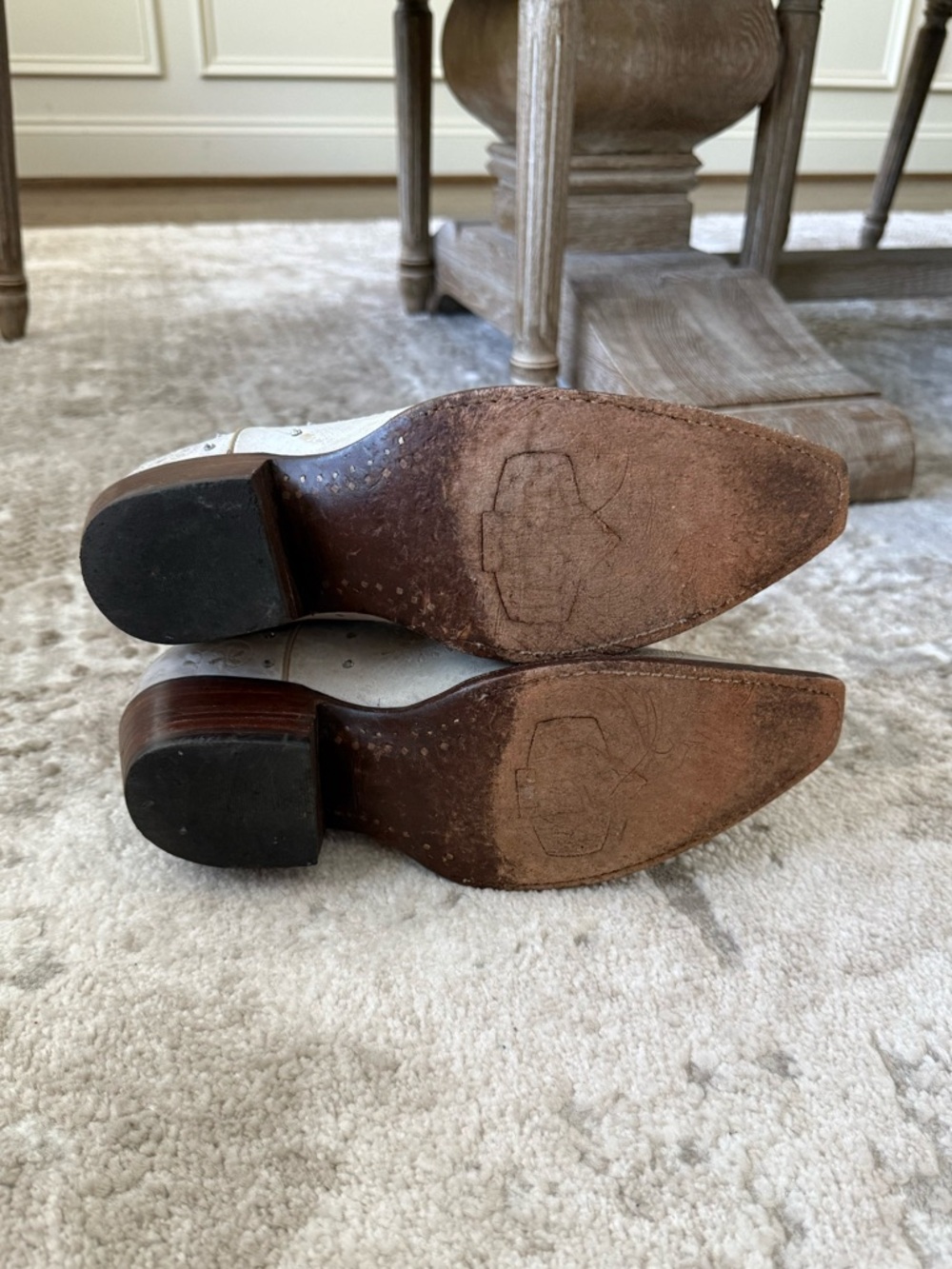 Jack’s White Western Embroidered Leather Cowboy Boots - Picture 6 of 9